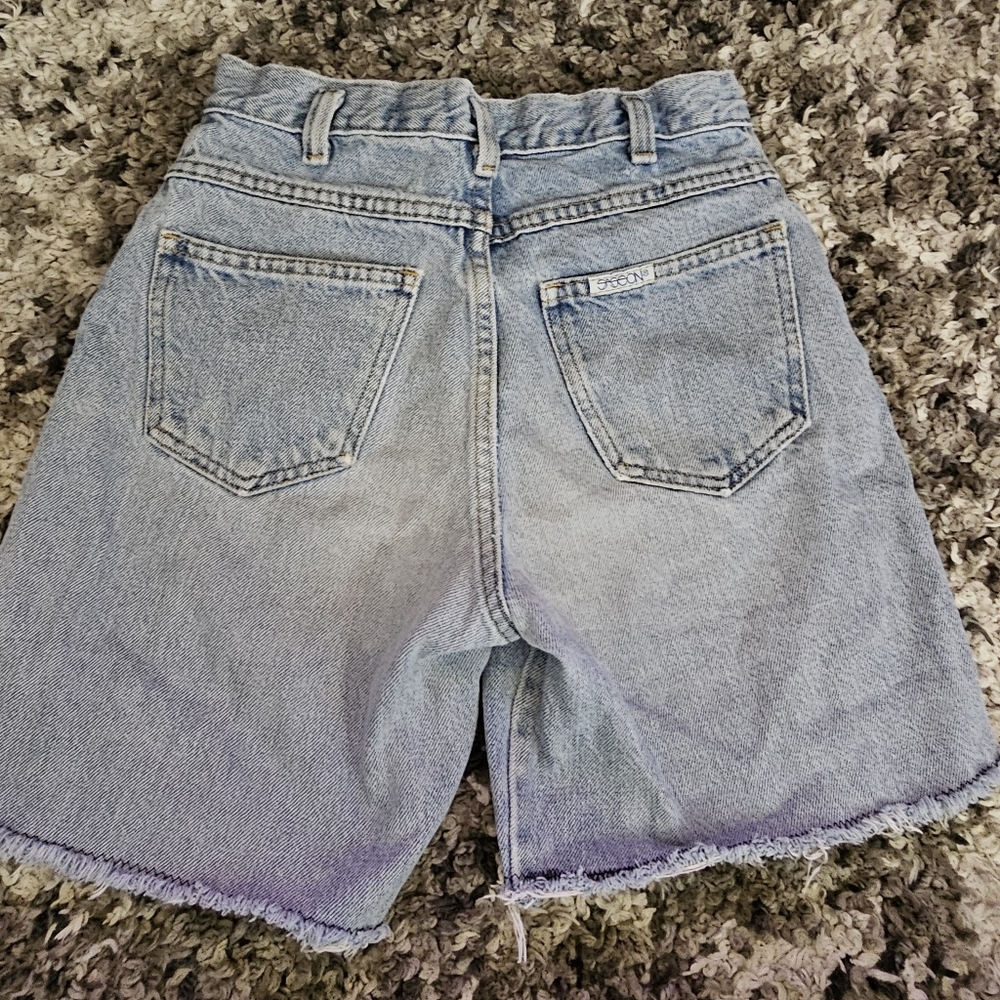 Vintage Sasson Girls Highwaisted Jean Denim Shorts With Raw Hem Size 14 - Picture 5 of 7